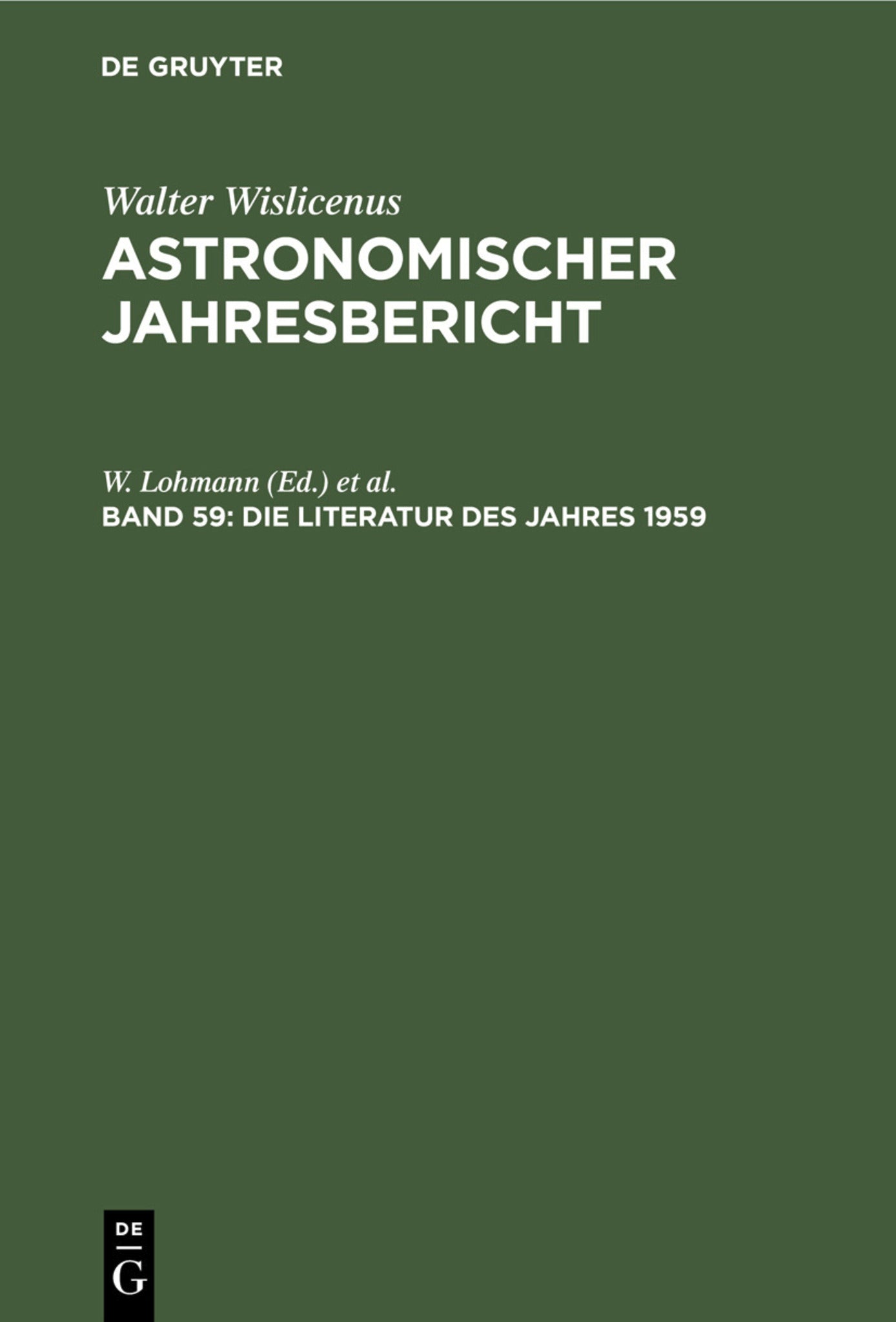Die Literatur des Jahres 1959